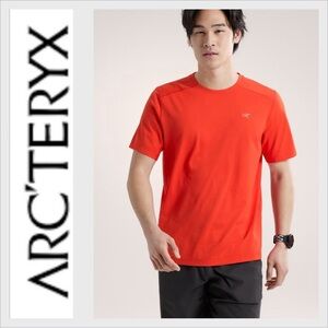 Arcteryx Mens Cormac Crew Shirt Medium Orange Short Sleeve Reflective Logo